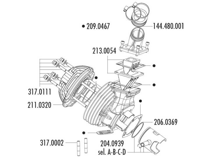 Kolben Satz Polini 135ccm 57mm (A) für Vespa 125 Primavera 2T, Primavera ET3 2T