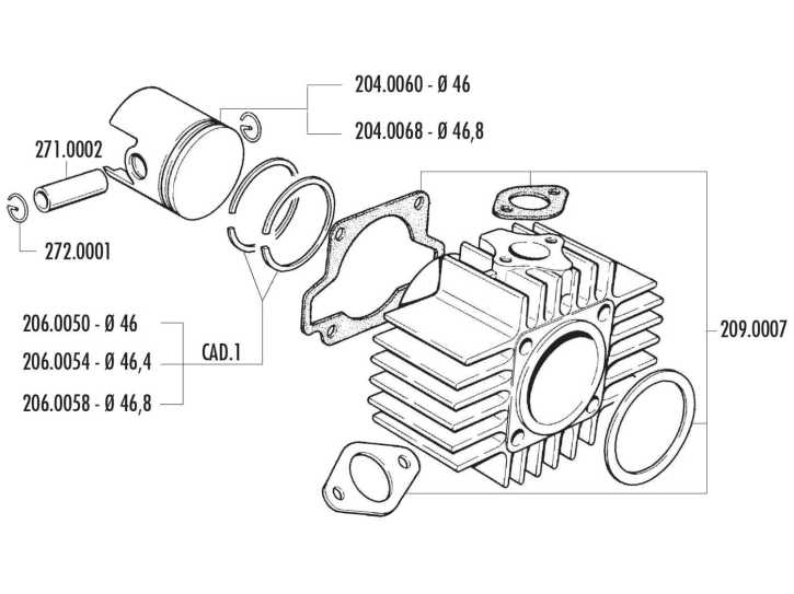 Zylinderkit Polini Grauguss Sport 70ccm 10mm Kolbenbolzen für Piaggio Ciao