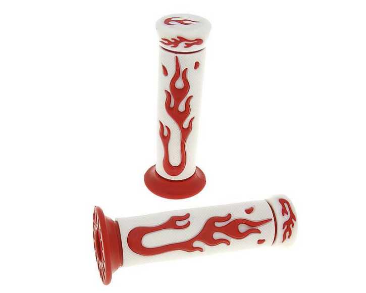 Lenkergriffe Griffe Flame weiss rot für Motorrad Roller mit 22mm Lenker