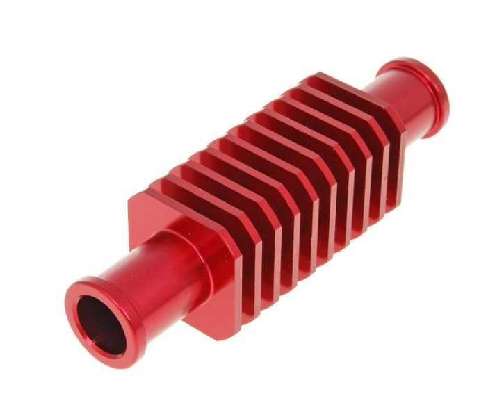 Durchlaufkühler / Minikühler Aluminium rot (30x103mm) 17mm Schlauchanschluss
