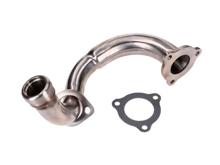 Auspuffkrümmer Edelstahl offen für Aprilia SX, RX, Derbi Senda, DRD, X-Treme, SM, Gilera RCR, SMT