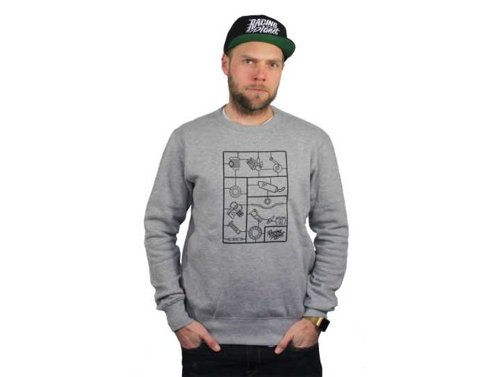 Sweatshirt Racing Planet "Construction" grau meliert / schwarz Göße S