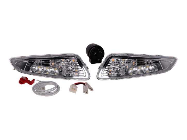 Blinker Set vorn Power1 LED klar mit Tagfahrlicht für Vespa Primavera, Sprint, Elettrica