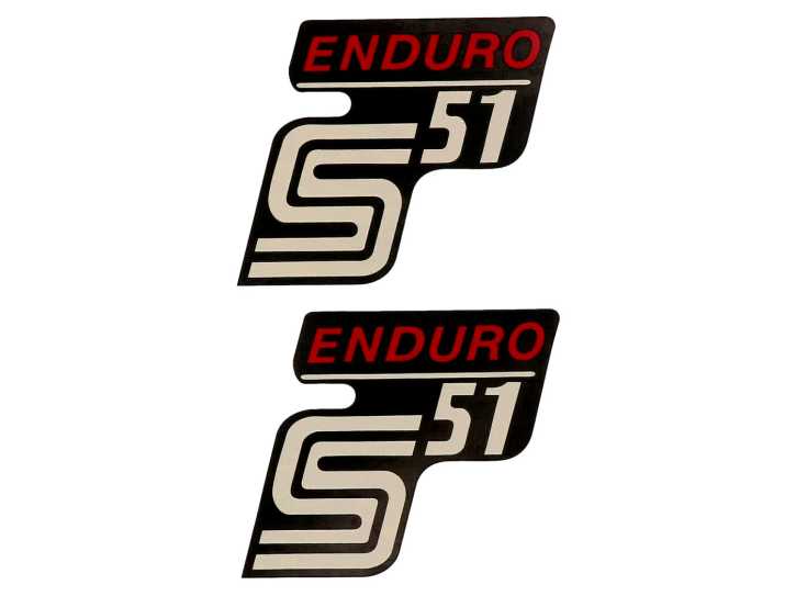 Schriftzug S51 Enduro Folie / Aufkleber schwarz-rot 2 Stück für Simson S51