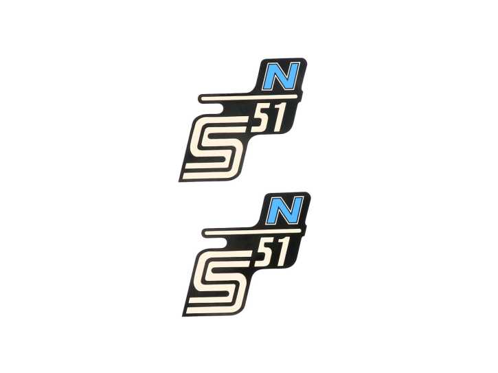 Schriftzug S51 N Folie / Aufkleber schwarz-hellblau 2 Stück für Simson S51N