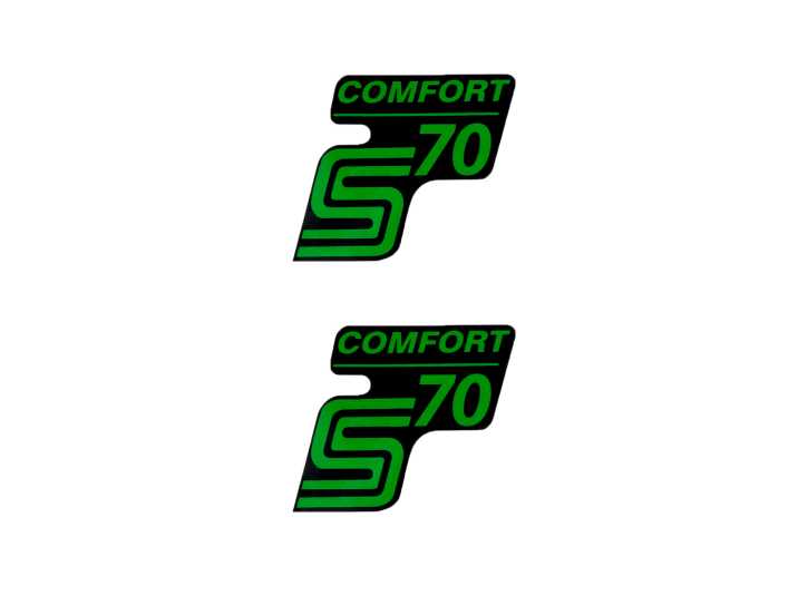 Schriftzug S70 Comfort Folie / Aufkleber schwarz-grün 2 Stück für Simson S70