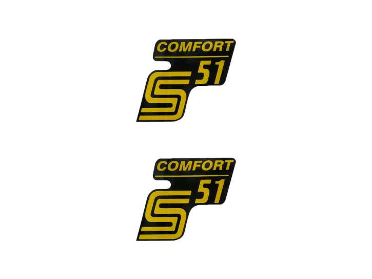 Schriftzug S51 Comfort Folie / Aufkleber schwarz-gelb 2 Stück für Simson S51