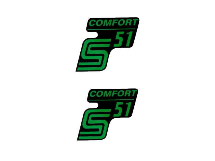 Schriftzug S51 Comfort Folie / Aufkleber schwarz-grün 2 Stück für Simson S51