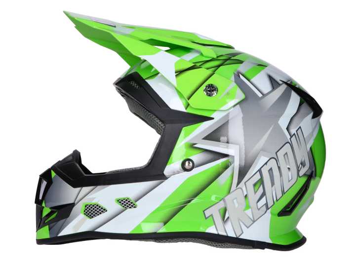 Helm Motocross Trendy T-902 Dreamstar weiß / grün - Größe XL (61-62)
