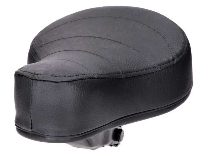 Sattel / Sitz flach schwarz abgesteppt gefedert mit Puch-Schriftzug für Puch Mofa