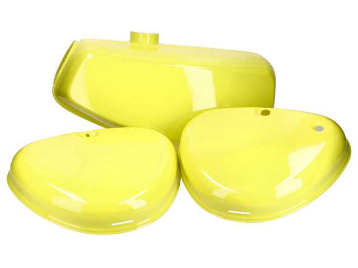 Benzintank und Seitendeckel Set gelb für Simson S50, S51, S70