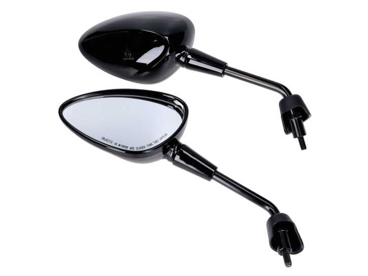 Spiegel Set M8 kurz, schwarz glänzend für Vespa GTS HPE, Sprint, Primavera