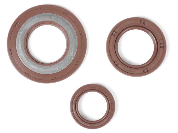 Wellendichtringsatz Motor BGM PRO, FKM/Viton® (E10 beständig) Gummi, braun Vespa Largeframe PX Lusso (1984-1986) PX80, PX125, PX150, PX200, T5 125cc, Cosa Hinterradwellendichtring 30x47x6mm (Aussenmontage)