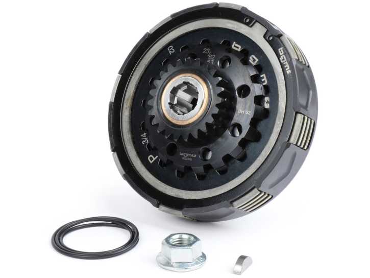 Kupplung BGM Pro Superstrong 2.0 CR80 Ultralube, Vespa Largeframe Typ Cosa2/FL für Primärrad BGM Pro 62/63Z (geradeverzahnt) (Typ mit Verzahnung für Kurbelwelle Pinasco 250/251) 23 Zähne