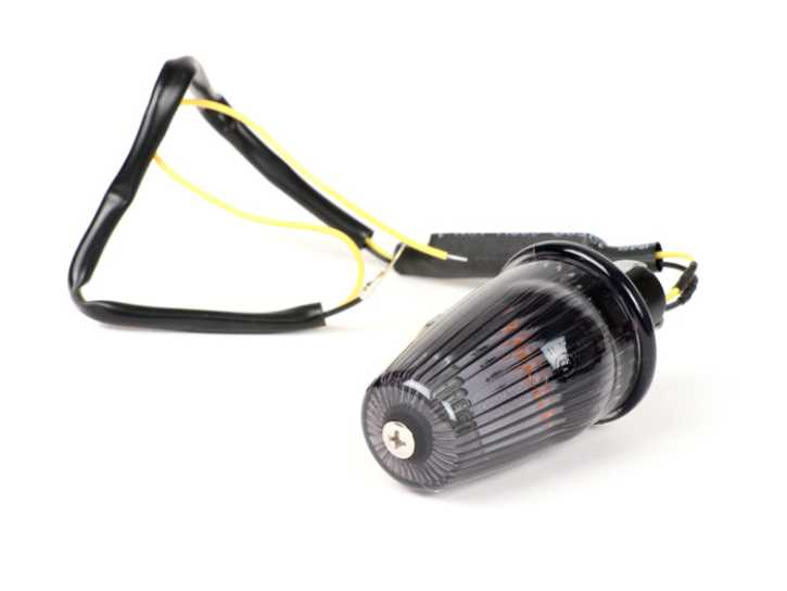 Blinker Moto Nostra Lenkerblinker LED (E-Prüfzeichen), 6 Volt Vespa V50, 50SR, 50 Sprinter, 90SS, 90 Racer, PV125, ET3, Sprint150, Rally180/200 schwarz