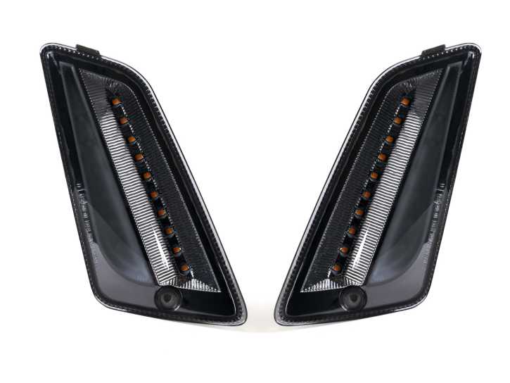Blinker Set vorne Moto Nostra (bis Bj.2014) dynamisches LED Lauflicht, Tagfahrlicht (E-Prüfzeichen) Vespa GT, GTL, GTV, GTS 125-300 smoked