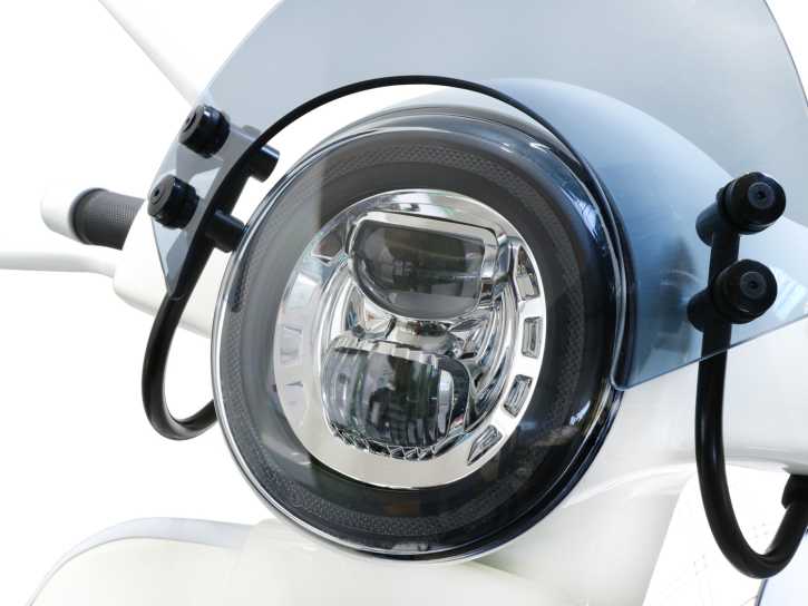 Scheinwerfer Moto Nostra LED HighPower GTS i.e. Super 125-300 (-2018, auch passend für GT, GTS, GTL) verchromter Reflektor