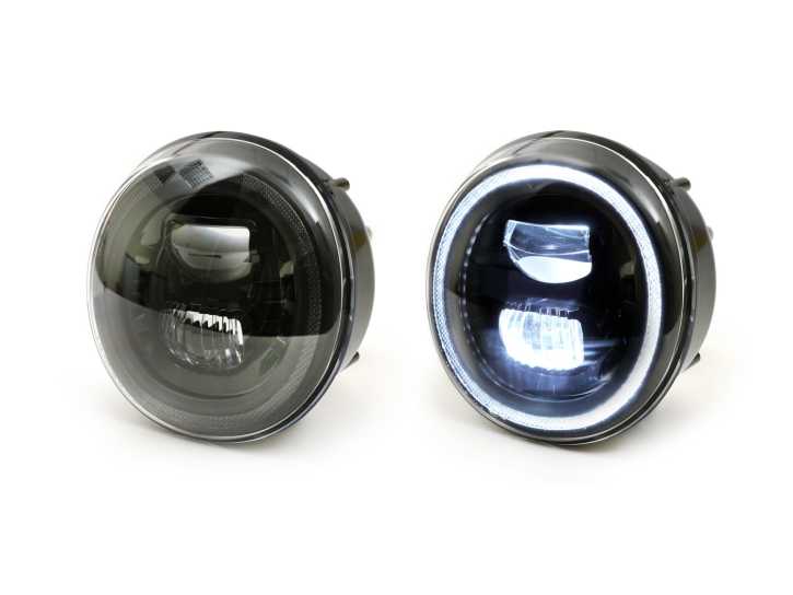 Scheinwerfer Moto Nostra LED HighPower GTS i.e. Super 125-300 (-2018, auch passend für GT, GTS, GTL) schwarzer Reflektor