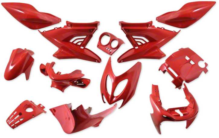 Verkleidungsset Rot Matt für YAMAHA AEROX MBK NITRO bis Baujahr 2012 12 Teilig