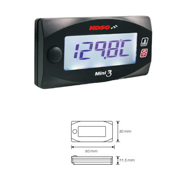 Koso Mini 3 Style Meter mit 2 Temperaturanzeigen