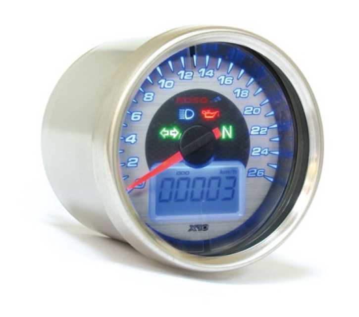 Tachometer Koso Display chrom, blau beleuchtet, 0 - 260 km/h ABE