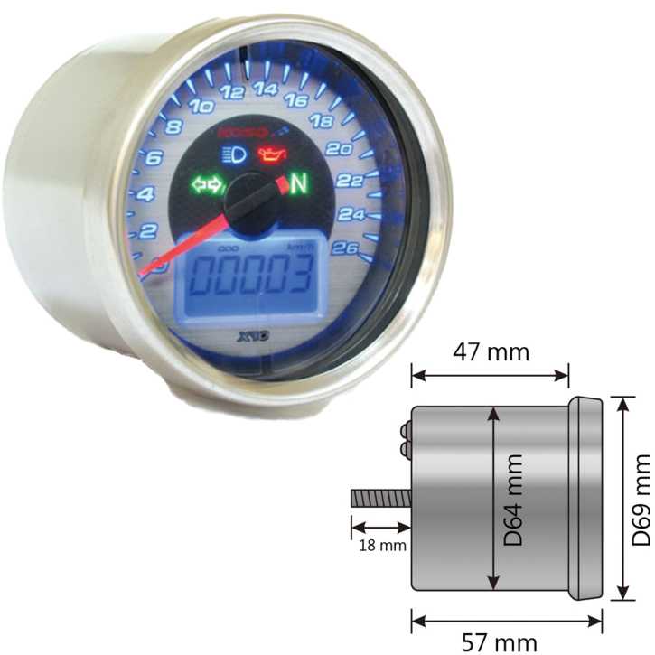 D55 GP Style Tachometer max 160 kmh, schwarz, blau beleuchtet mit ABE