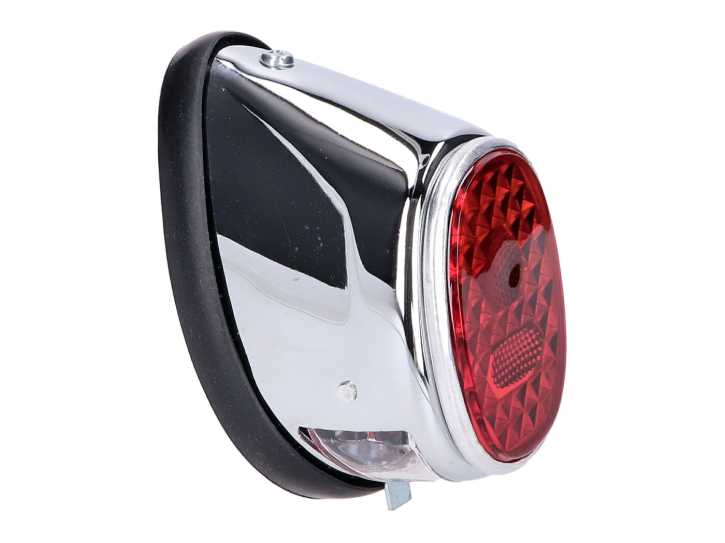 Rücklicht Mofa oval verchromt universal für Puch MS, MV, Maxi, Kreidler, Zündapp