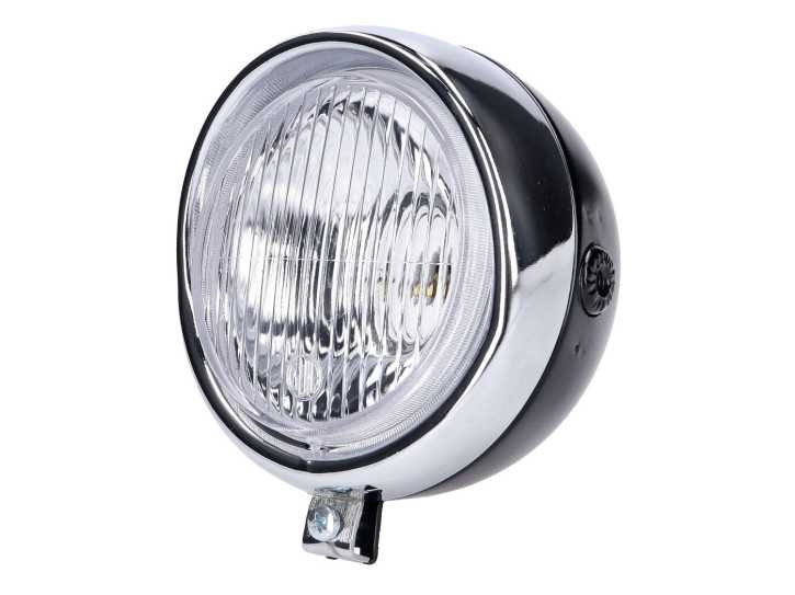 Scheinwerfer rund schwarz Retro universal für Puch, Kreidler, Zündapp uvm.