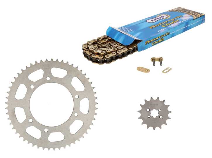 Kettensatz AFAM 15/53 Zähne (SCHWEIZ) für Aprilia RX50, SX50, Gilera RCR, SMT 06-10