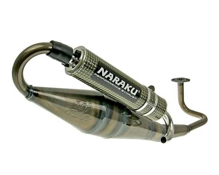 Auspuff Naraku Crossover gelb Carbon für GY6 139QMB/QMA, AGM, Kreidler, Puma, REX, Sachs