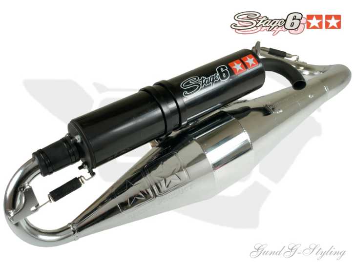 Auspuff Stage6 PRO Replica Chrom CE Minarelli Liegend