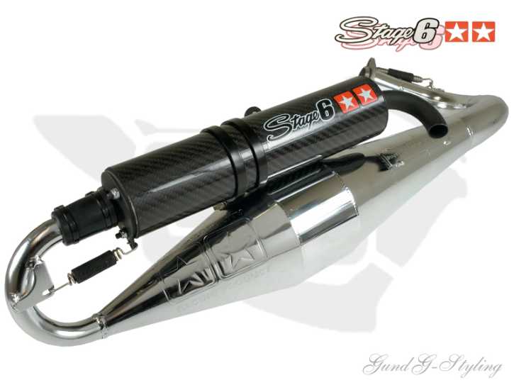 Auspuff Stage6 PRO Replica Chrom/Carbon CE Minarelli Liegen