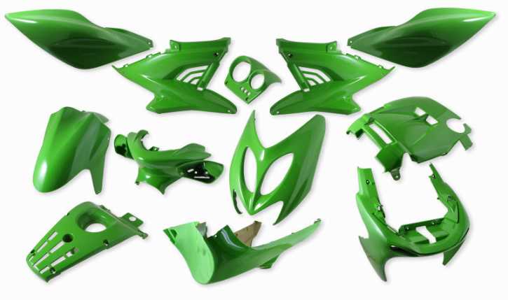 Verkleidungsset Kawa Grün für AEROX MBK NITRO 12 teilig