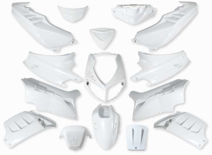 Verkleidungsset Weiß Glänzend für Peugeot Speedfight 15 teilig