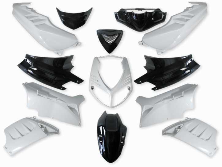 Verkleidungsset Schwarz Weiß für Peugeot Speedfight 13 teilig