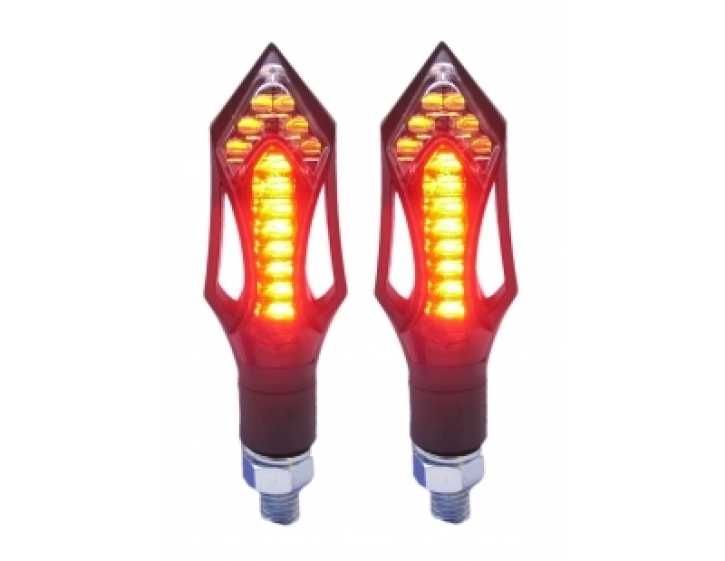 LED Blinker Pfeil Schwarz / Rot mit Rücklicht Bremslicht