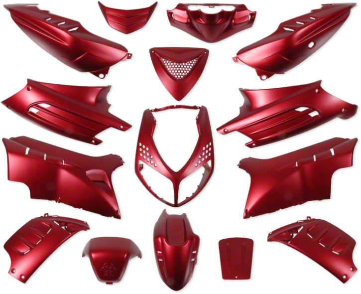 Verkleidungsset Satin rot metallic für Peugeot Speedfight 15 teilig