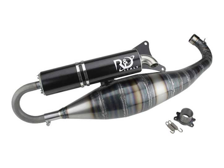 Auspuff R&D 95ccm für Stage6 R/T 95 und R&D 950 Zylinder mit Flansch für Minarelli LC