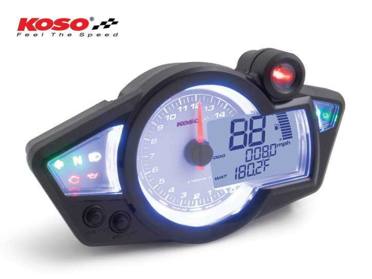 KOSO Tacho Tachometer "GP Style" RX1N Drehzahlmesser weiß mit blauer beleuchtung
