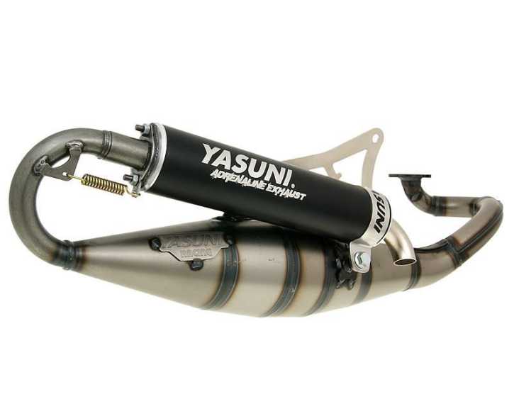 Auspuff Yasuni Scooter R schwarz für Adly, Aprilia, KTM, MBK, Yamaha 50ccm  Minarelli liegend